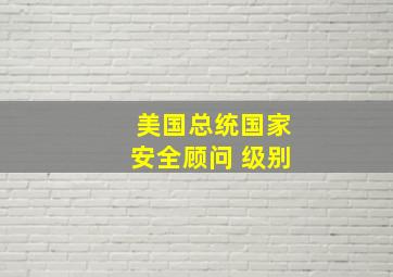 美国总统国家安全顾问 级别